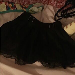 Black mini skirt with lace detailing